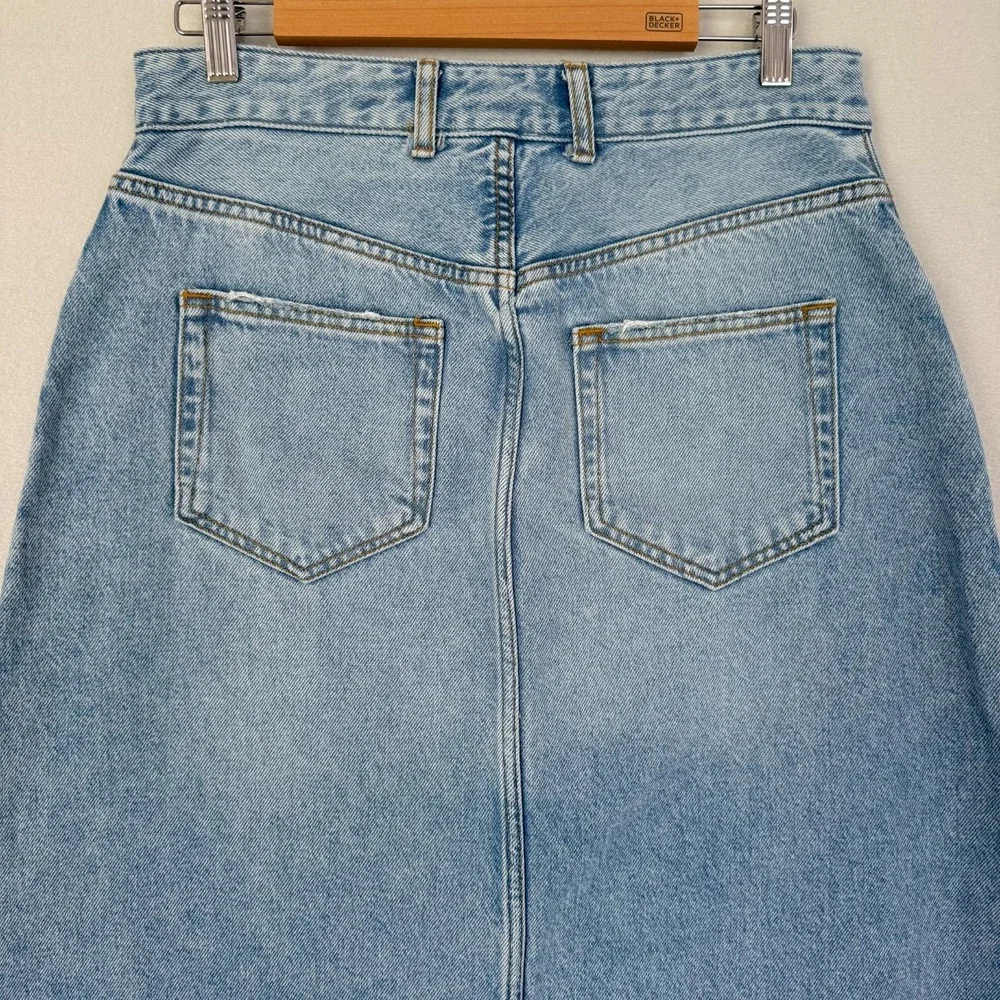 Anthropologie Pilcro Madi Women's 12 Front Slit Denim Maxi Skirt Light Wash Y2K